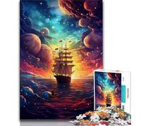 1000 Pieces Jigsaw Puzzle for Adults& Teens Pirate Ship in The Universe Adult Jigsaw,Birthday Present, Gifts, Wall Art for Age 14 Years Up 75x50cm