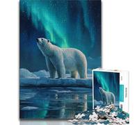 1000 Pieces Jigsaw Puzzle for Adults& Teens Polar Bears Under The Aurora,Educational Games Home Decoration Is Ideal As A Gift for The Whole Family (75x50cm)