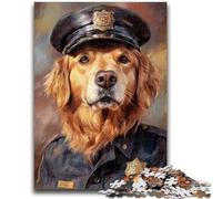 1000 Pieces Jigsaw Puzzle For Adults Teens Police Golden Retriever Puzzles for Teenagers,Stress Reliever Staycation Kill Time Enhance Love between Couples (50x75cm)