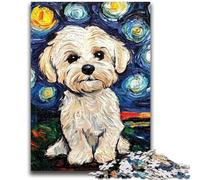 1000 Pieces Jigsaw Puzzle for Adults& Teens Poodle Under The Night Sky Educational Games Home Decoration for Is Ideal As A Gift for The Whole Family 38x26cm