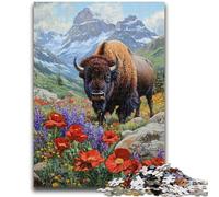1000 Pieces Jigsaw Puzzle for Adults& Teens Poppy Bison Game Toys Every Piece Is Unique - Challenging Family Fun Game 50x75cm