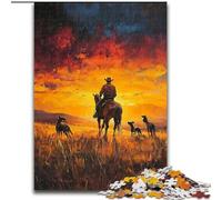 1000 Pieces Jigsaw Puzzle For Adults Teens Prairie Cowboy,Educational Games Home Decoration Educational Game for Birthday,Chrismas 50x75cm