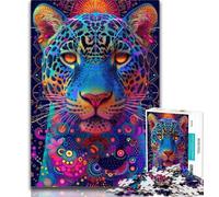 1000 Pieces Jigsaw Puzzle for Adults& Teens Psychadelic Jaguar 1000 Piece Puzzle,with Matching Poster And Trivia Sheet for Ages 14+ 50x75cm