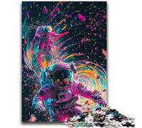 1000 Pieces Jigsaw Puzzle for Adults& Teens Psychedelic Astronaut Stress Reliever Difficult Challenge Enhance Love between Couples 38x26cm