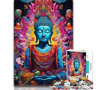 1000 Pieces Jigsaw Puzzle For Adults Teens Psychedelic Buddha, Fun at Home Activities,Artists Collection, Fine Art for Age 14 Years Up 38x26cm