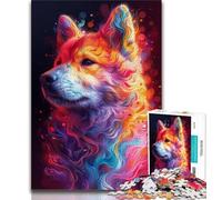 1000 Pieces Jigsaw Puzzle for Adults& Teens Psychedelic Dog,Family Entertainment Toys with Matching Poster And Trivia Sheet 38x26cm