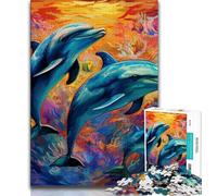 1000 Pieces Jigsaw Puzzle for Adults& Teens Psychedelic Dolphin 1000 Piece Jigsaw,for Educational Game Challenge Toy Deal As Gifts for The Whole Family (size 75x50cm)