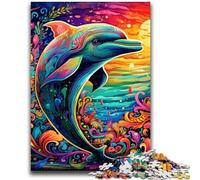 1000 Pieces Jigsaw Puzzle for Adults& Teens Psychedelic Dolphin Jigsaw,Educational Games Home Decoration Suitable for Desktop Decoration (38x26cm)