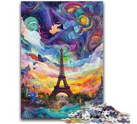 1000 Pieces Jigsaw Puzzle For Adults Teens Psychedelic Eiffel for And from 14 Years And over Hands-on Game Christmas Game Gifts 50x75cm