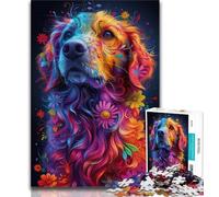 1000 Pieces Jigsaw Puzzle For Adults Teens Psychedelic Golden Retriever Puzzles for Teenagers,Stress Reliever Staycation Kill Time Enhance Love between Couples 26x38cm