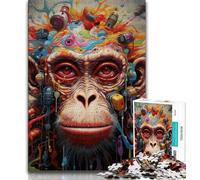 1000 Pieces Jigsaw Puzzle For Adults Teens Psychedelic Monkey,Decompressing Intellectual Educational Toy Is Ideal As Gifts for The Whole Family (38x26cm)