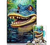 1000 Pieces Jigsaw Puzzle for Adults& Teens Psychedelic Nile Crocodile,Educational Games Home Decoration Is Ideal As A Gift for The Whole Family (38x26cm)