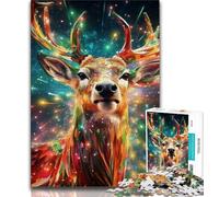 1000 Pieces Jigsaw Puzzle For Adults Teens Psychedelic Reindeer 1000 Piece Puzzle,Game Toys Every Piece Is Unique - Challenging Family Fun Game (size 38x26cm)