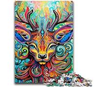 1000 Pieces Jigsaw Puzzle for Adults& Teens Psychedelic Reindeer 1000 Piece Puzzle,with Matching Poster And Trivia Sheet for Ages 14+ (38x26cm)