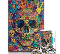 1000 Pieces Jigsaw Puzzle For Adults Teens Psychedelic Skull,Educational Games Home Decoration Unique Home Decor And Gifts 38x26cm