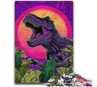 1000 Pieces Jigsaw Puzzle for Adults& Teens Psychedelic Tyrannosaurus Rex Stress Reliever Difficult Challenge Deal As Gifts for The Whole Family 26x38cm