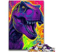 1000 Pieces Jigsaw Puzzle for Adults& Teens Psychedelic Tyrannosaurus Rex Stress Reliever Difficult Challenge Deal As Gifts for The Whole Family 26x38cm
