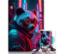 1000 Pieces Jigsaw Puzzle for Adults& Teens Punk Panda Teenager Puzzles,Family Entertainment Toys with Matching Poster And Trivia Sheet (size 38x26cm)