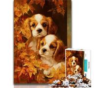 1000 Pieces Jigsaw Puzzle for Adults& Teens Puppy in The Fallen Leaves,Stress Reliever Staycation Kill Time Wishlist with Santa Claus (75x50cm)