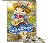 1000 Pieces Jigsaw Puzzle For Adults Teens Rabbit Playing Guitar, Suitable for Ages 14 And Up Home Decor Deal As Gifts for The Whole Family (Size 26x38cm)