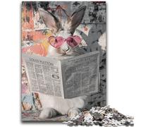 1000 Pieces Jigsaw Puzzle for Adults& Teens Rabbit Reading The Newspaper Adult Jigsaw,Birthday Present, Gifts, Wall Art for Age 14 Years Up (50x75cm)