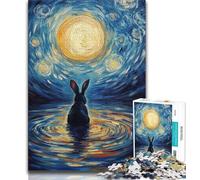 1000 Pieces Jigsaw Puzzle for Adults& Teens Rabbit Under The Moon Teenager Puzzles,Fun Games Wall Decoration Unique Birthday And Xmas Gifts 38x26cm