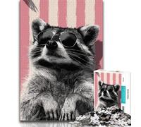 1000 Pieces Jigsaw Puzzle for Adults& Teens Raccoon,Learning Educational Toys Family Games Educational Game for Birthday,Chrismas 38x26cm