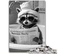 1000 Pieces Jigsaw Puzzle For Adults Teens Raccoon Reading A Newspaper 1000 Piece Puzzle,Educational Toys & Games for Adults And Teenagers (26x38cm)