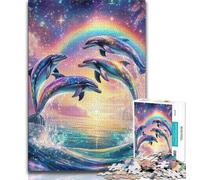 1000 Pieces Jigsaw Puzzle for Adults& Teens Rainbow Dolphin Teenager Jigsaw,Suitable for Desktop Decoration for And Age 14 (size 75x50cm)