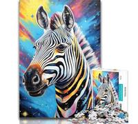 1000 Pieces Jigsaw Puzzle For Adults Teens Rainbow Zebra 1000 Pieces for Teenagers,Stress Reliever Difficult Challenge Home Decoration Toys 26x38cm