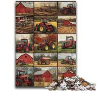 1000 Pieces Jigsaw Puzzle for Adults& Teens Red Tractor Collage Family Fun Games Gifts for Friends And Family for Age 14+ 26x38cm