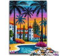 1000 Pieces Jigsaw Puzzle For Adults Teens Resort City for Age 14+ Challenging To Complete But Fun And Humorous Great Gifts And Toys 38x26cm
