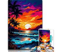 1000 Pieces Jigsaw Puzzle for Adults& Teens Retro Beach Sunset 1000 Piece Jigsaw,Fun Activity for Home, Rainy Days Toys, Birthday Gifts 38x26cm