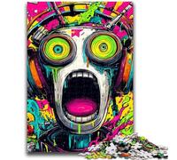 1000 Pieces Jigsaw Puzzle for Adults& Teens Robot Graffiti Teenager Puzzles,Fun Games Wall Decoration Unique Birthday And Xmas Gifts (38x26cm)