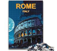 1000 Pieces Jigsaw Puzzle for Adults& Teens Rome Italy Travel Poster Stress Reliever Difficult Challenge Enhance Love between Couples (size 38x26cm)