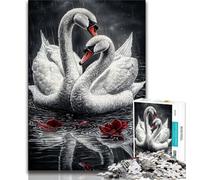 1000 Pieces Jigsaw Puzzle For Adults Teens Rose And White Swan 1000 Piece Puzzle,Educational Toys & Games for Adults And Teenagers 75x50cm