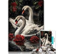 1000 Pieces Jigsaw Puzzle for Adults& Teens Rose And White Swan,Stress Reliever Staycation Kill Time Wishlist with Santa Claus (75x50cm)