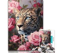 1000 Pieces Jigsaw Puzzle For Adults Teens Rose Cheetah Puzzles for Adults,Educational Toy Funny Family Games Unique Home Decor 50x75cm
