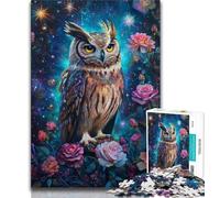 1000 Pieces Jigsaw Puzzle For Adults Teens Rose Owl, Challenging Game And Family Play,with Matching Poster And Trivia Sheet for Age 14 38x26cm
