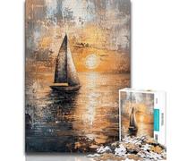 1000 Pieces Jigsaw Puzzle For Adults Teens Sailboat Oil Painting Puzzles for Teenagers,Stress Reliever Staycation Kill Time Enhance Love between Couples 26x38cm