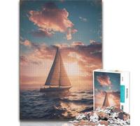 1000 Pieces Jigsaw Puzzle for Adults& Teens Sailboat Sailing The Ocean,Stress Reliever Staycation Kill Time Parent-child Interaction (38x26cm)