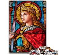 1000 Pieces Jigsaw Puzzle for Adults& Teens Saint A Stained Glass Help The Brain Exercise Addictive Toys to Cultivate Patience Gift For Birthdays 26x38cm