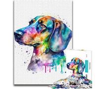 1000 Pieces Jigsaw Puzzle for Adults& Teens Sausage Dog Watercolor Puzzles for Teenagers,Secret Santa Gifts for Age 14 Years Up 38x26cm