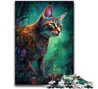 1000 Pieces Jigsaw Puzzle For Adults Teens Savannah Cat Sorcery Stress Reliever Staycation Kill Time with Matching Poster And Trivia Sheet 26x38cm