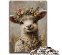 1000 Pieces Jigsaw Puzzle for Adults& Teens Sheep Flowers Puzzles for Teenagers,Vibrant And Unique Design Relaxing & Challenging Puzzle Experience (38x26cm)