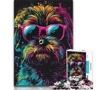 1000 Pieces Jigsaw Puzzle For Adults Teens Shih Tzu Neon Puzzles for Adults,Relax Games Is Ideal As A Gift for The Whole Family 50x75cm