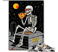 1000 Pieces Jigsaw Puzzle For Adults Teens Skeleton Eating Pizza, Learning Educational for Is Ideal As A Gift for The Whole Family (Size50x75cm)