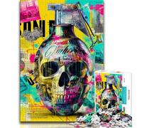 1000 Pieces Jigsaw Puzzle For Adults Teens Skeleton Grenade,Stress Reliever Difficult Challenge Every Piece Is Unique - Challenging Family Fun Game 38x26cm