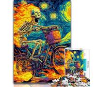 1000 Pieces Jigsaw Puzzle for Adults& Teens Skeleton Riding A Bicycle,Challenging To Complete But Fun And Humorous Birthday Present,Gifts,Wall Art 38x26cm