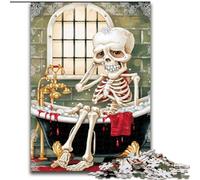 1000 Pieces Jigsaw Puzzle for Adults& Teens Skeleton Taking A Bath, Learning Educational for Is Ideal As A Gift for The Whole Family (Size 26x38cm)
